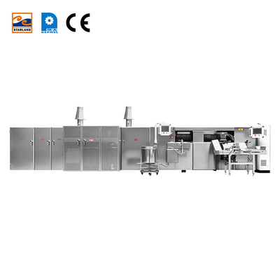 पीएलसी नियंत्रित अंडा रोल उत्पादन लाइन 1.5KW स्वचालित वेफल रोल बेकिंग मशीन के लिए