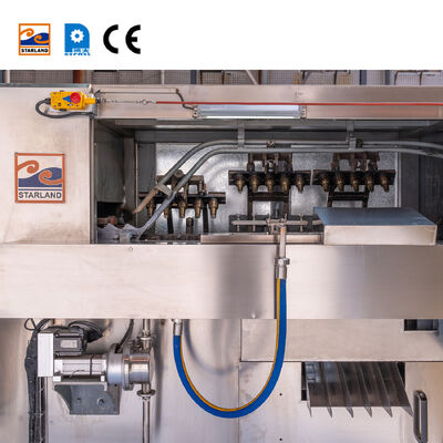 स्टेनलेस स्टील से बने स्वचालित वेफर कोन मशीन स्वादिष्ट कुरकुरा वेफर कोनों के निरंतर उत्पादन के लिए एकदम सही है